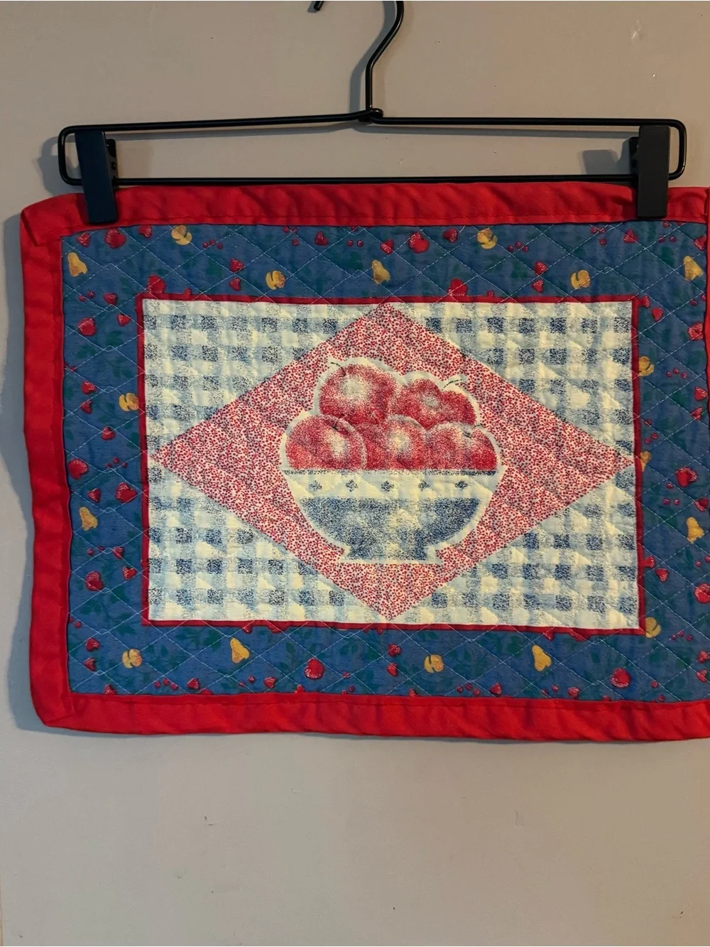 VintageQuilted Placemat Pair Fruit Themed Grannycore Country Cottagecore